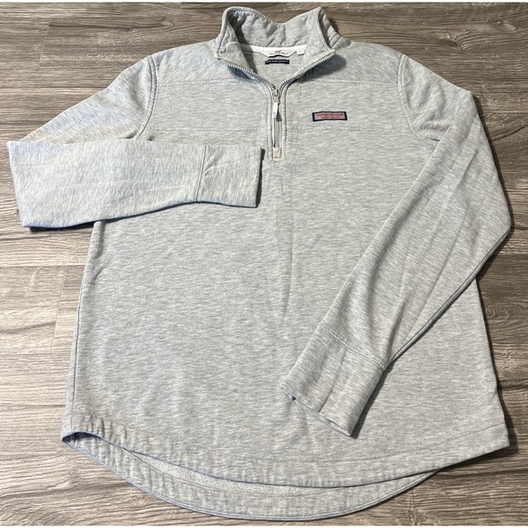 Vineyard Vines Women's 1/4 Zip Dreamcloth Shep Shirt Medium Light Gray Heather - Picture 2 of 13